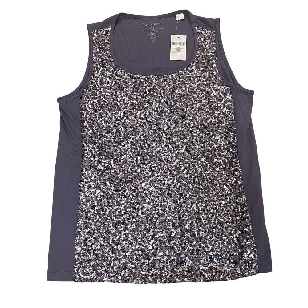 NWT Chico’s 1 Medium Shimmer Layer Tank | Lavender Sequin Top, Holiday Party